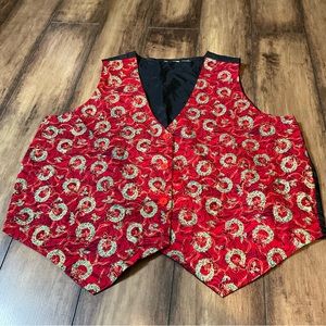 Vintage CHRISTMAS 90s WREATH Christmas VEST Top Holiday Red Festive XMas